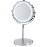 kela Standspiegel TIO, Metall, verchromt, glänzend, mit LED-Beleuchtung, 1-fach/10-fach Vergrößerung, 20673
