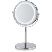 kela Standspiegel TIO, Metall, verchromt, glänzend, mit LED-Beleuchtung, 1-fach/10-fach Vergrößerung, 20673