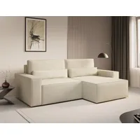 moeblo Ecksofa DENVER MINI – Ottomane beidseitig montierbar, Ecksofa aus Cord, Couch für Wohnzimmer, Schlafsofa Sofagarnitur Sofa Eckcouch L-For... - Beige