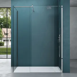 mai & mai Duschwand Für Dusche Duschabtrennung 120x90cm mit 2 festen Seitenelementen 8mm Esg-sicherheitsglas Walk-in Dusche Klarglas Nano-versiegelung Bremen01k-t - Transparent
