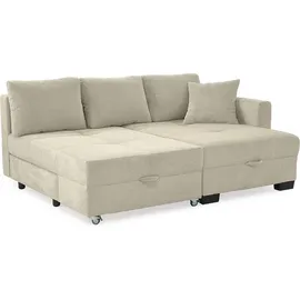 luma-home Eckcouch Cord 2-Sitzer Beige/Grau