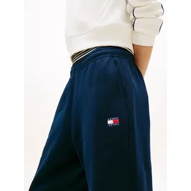 Tommy Hilfiger Sweathose TOMMY JEANS "TJW BADGE SWEATPANT", Damen, Gr. XL (42), N-Gr, schwarz night navy, Web, Obermaterial: 100% Baumwolle, relaxed fit lang, Hosen Sweathose, Relaxed Fit mit Elastikbund am Bein
