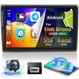 [2+64GB] Hikity Android Autoradio mit Navi für FIAT Bravo 2008 2009 2010 2011 2012 2013, 9 Zoll Wireless Carplay Android Auto Autoradio Bluetooth mit GPS HiFi BT RDS FM SWC Rückfahrkamera