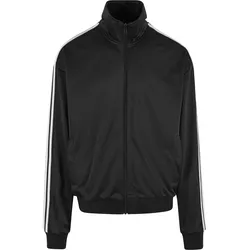 Trainingsjacke URBAN CLASSICS "Urban Classics Retro Tricot Track Jacket", Herren, Gr. 5XL, schwarz, 100% Polyester, gestreift, klassisch, normal, amerikanischer Ausschnitt, Langarm, Jacken