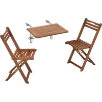 Merxx Balkonset "Porto" 3tlg. mit Balkonhängetisch 60 x 40 cm - Eukalyptusholz