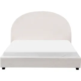 Beliani Bett mit Lattenrost Bouclé VAUCLUSE 140 x 200 cm Cremeweiß