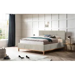 Polsterbett LEONIQUE "Noan", beige, B:198cm H:118cm L:218cm, Betten, Bettkasten, Lattenrahmen mit Gasdruckfedern, auch mit 7-Zonen-Matratze