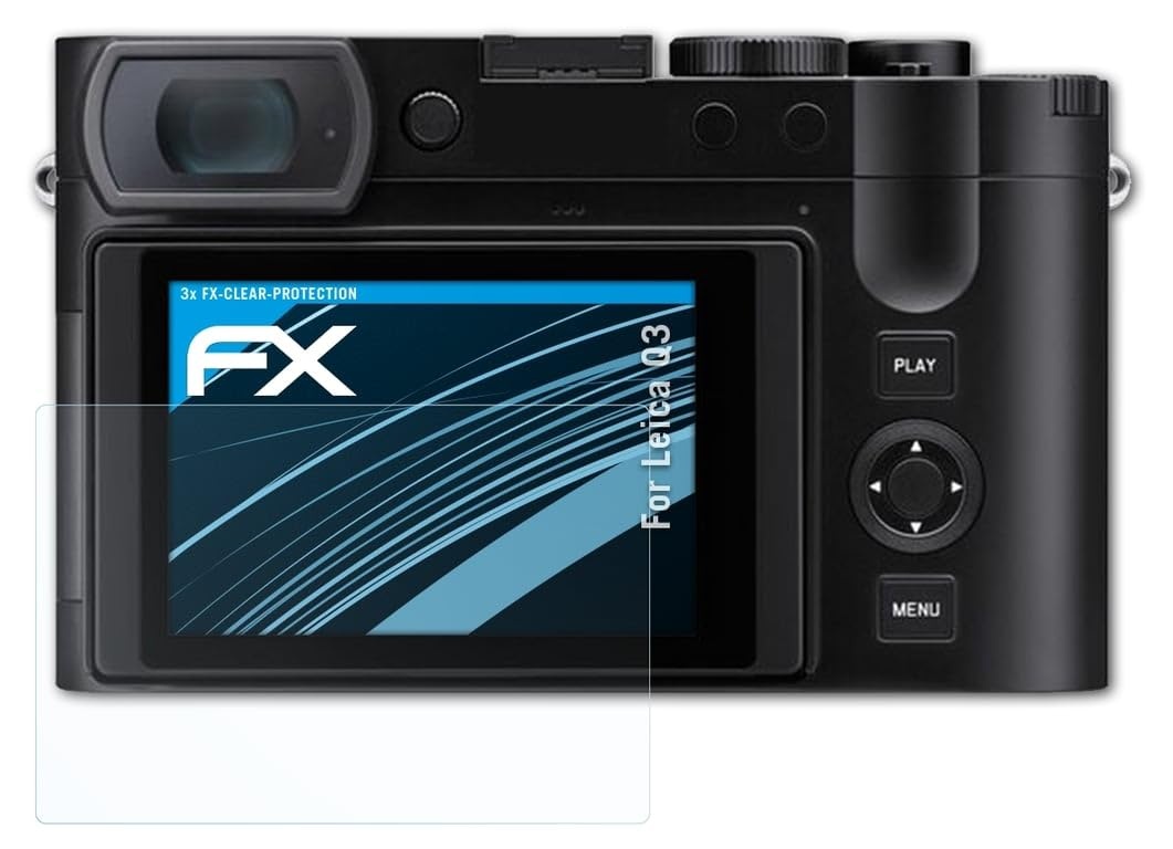 atFoliX Schutzfolie kompatibel mit Leica Q3 Folie, ultraklare FX Displayschutzfolie (3X)