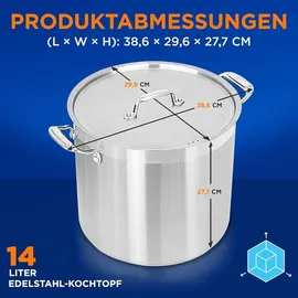 NutriChef Kochtopf 15,1 L rund