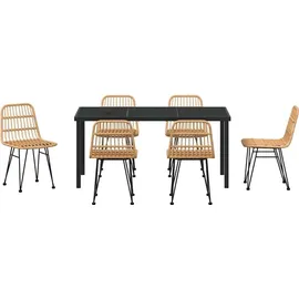 vidaXL Garten Essgruppe 7 pcs Braun Pulverbeschichteter Stahl