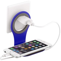 Xlayer Colour Line Steckdosenhalterung für Smartphone, Handy Halterung für alle gängigen Ladekabel, Blau