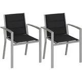 JUMMICO Gartenstuhl Stapelbar, Aluminium Gestell mit Komfortsitz aus Textilene, Niedrige Sitzhöhe mit Armlehnen für Balkon und Terrasse