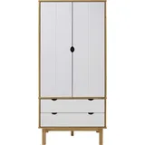"2026 Aktion"Kleiderschrank - Schwebetürenschrank - praktischem Design - OTTA Braun&Weiß 76,5x53x172 cm Massivholz Kiefer DEMöbel 6781748 - Weiß