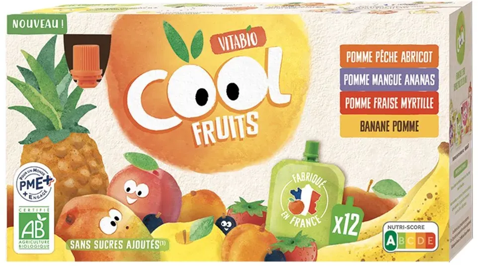 Vitabio COOL FRUITS MULTI PARFUMS 4 RECETTES +3ans 1080 g purée