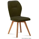 58 aufm Kessel Esszimmerstuhl Küchenstuhl (2er-Set) Donia 51x92x60 Eiche geölt/Rosewood (Lieferung bis Verwendungsstelle, 6 St), Stabiles Gestell aus Massivholz pflegeleichter Bezug aus Microfaser grün