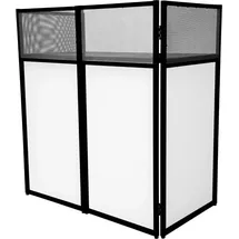 MONSTER SHOP DJ Booth Kabine Stand Tisch Faltbar Klappbar Mobil Setup Disco Schwarz & Weiß Dehnbarer Stoff Pulverbeschichteter Stahl Tragetasche Aufbewahrungstasche Sicherungsmechanismus Komplettset Feier Party
