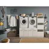 Laundreezy 2x Waschmaschinenschrank mit Wäscheschrank, Weiß - Waschmaschinen-Überbauschrank TÜV-zertifiziert mit viel Stauraum - 185 x 162 x 67,5 cm