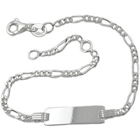 Gallay ID Armband für Kinder 2,2mm Figarokette Gravurplatte 21x5mm Silber 925 16cm (Armband, 1-tlg) silberfarben