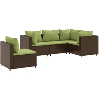 vidaXL 5-tlg Garten-Lounge-Set mit Kissen Braun Poly Rattan Modell 13