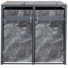Proregal Mülltonnenbox 2er 117x132x80cm Anthrazit Marmor-Optik dunkel