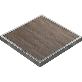GGM Möbel BRASIL | Gastro Tischplatte | B:T 70 x 70 cm | Light Wenge | Chrom Rand | Quadratisch