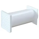 Abluft Mauerkasten weiss Ø 150 mm Teleskop Rundrohr 22 bis 48 cm Rückstauklappe *528394