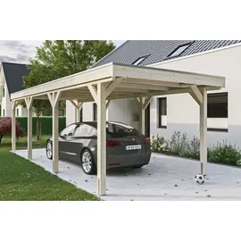 SKANHOLZ Carport Grunewald 3,21 x 7,96 m unbehandelt mit Aluminiumdach