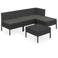 vidaXL Garten-Lounge-Set 5-tlg. mit Auflagen schwarz