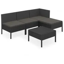 vidaXL Garten-Lounge-Set 5-tlg. mit Auflagen schwarz