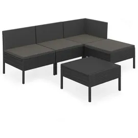 vidaXL Garten-Lounge-Set 5-tlg. mit Auflagen schwarz