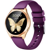Gold Smartwatch Damen Armbanduhr Rund: Smart Watch Damen Metallarmband mit Telefonfunktion Schrittzähler Schlafmonitor Herzfrequenz Blutdruck Wasserdicht 1,27" Klein Duenn Touchscreen Sport Fitnessuhr