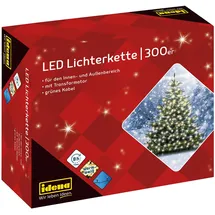 IDENA 30441 - LED Lichterkette mit 300 LED in warmweiß, mit 8 Stunden Timer Funktion und Transformator, ca. 37,9 m lang, Innen Außenbereich, für Partys, Weihnachten, Deko, Hochzeit