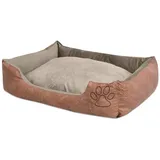 vidaXL Hundebett mit Kissen PU Kunstleder Größe L Beige