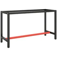 vidaXL Werkbankgestell Mattschwarz und Mattrot 140x50x79 cm Metall