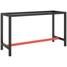 vidaXL Werkbankgestell Mattschwarz und Mattrot 140x50x79 cm Metall