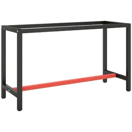 vidaXL Werkbankgestell Mattschwarz und Mattrot 140x50x79 cm Metall