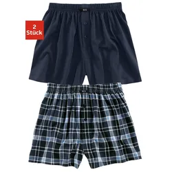 H.I.S Boxer »Boxershorts für Herren«, (Packung, 2 St.), in weiter Passform, Gr. XXL, marine, kariert, , 409213-XXL