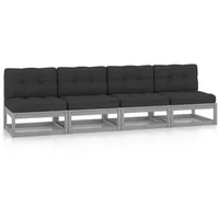 vidaXL 4-Sitzer-Gartensofa mit Kissen Kiefer Massivholz