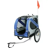 Skecten - Hund Fahrradanhänger Hundeanhänger Anhänger Hundetransporter Fahrrad Anhänger inkl. Kupplung (Blau+Grau)