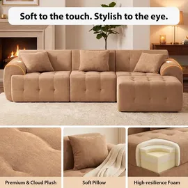 COMHOMA Ecksofa, 245 x 60 x 40 cm, Modulares Sofa mit Schlaffunktion, Schlafsofa, L Form Couch für Wohnzimmer, vakuumverpackt, Flexibel kombinierbar mit Ottomane
