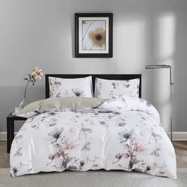 Traumschlaf Porto Floral Weiß/Grau 200 x 220 cm + 2 x 80 x 80 cm