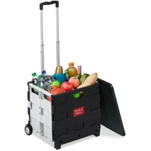 Relaxdays Einkaufstrolley schwarz/weiß 50 x 47 x 13 cm