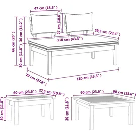 vidaXL Gartensofa-Set 5-tlg. braun/creme
