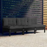 vidaXL 3-Sitzer-Gartensofa mit Anthrazit Kissen Massivholz Kiefer