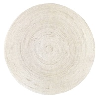 HAMID Jute Teppich Rund - Alhambra Teppich 100% Naturfaser de Jute - Farbe Weiß/Creme (200x200cm)