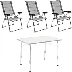 DUKDALF Stuhl Aspen silber anthrazit 3er-Set & Tisch STABILIC III 115x70 cm hell...