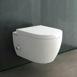 Alpenberger Hänge WC Set mit Geberit Spülkasten Betätigungsplatte und Bausatz | Spülrandlose Dusch Toilette mit Armatur | Wand WC Vorwandelement WC