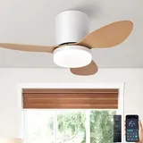Geräuschloser Deckenventilator Mit Fernbedienung, Kleiner Deckenventilator Mit Integrierter Beleuchtung, Designer-deckenventilator Mit Beleuchtung Fürs Schlafzimmer, Reversibler Gleichstrommotor, 6 Ge