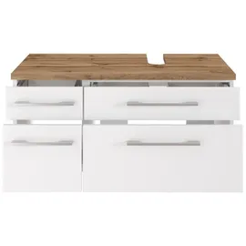Held Waschbeckenunterschrank Davos 4 Schubkästen 90 x 41 x 47 cm Weiß Matt