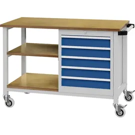 Bedrunka & Hirth Gerätebau GmbH Werkbank B1200xT540xH880mm Buche Multiplex lichtgrau/signalblau 5 Schubl.